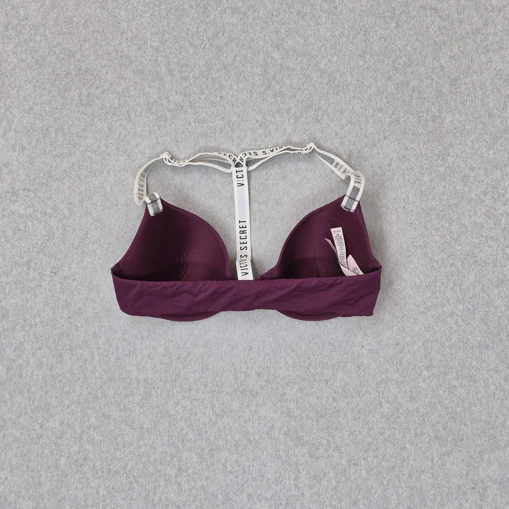 Victoria's Secret Women Bra 32C Purple T Shirt Lightly Lined Demi Front Closure
